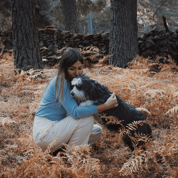 Clara Martín with her rescue dog Frida